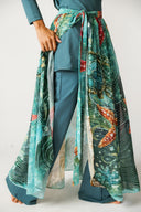 SEA SIREN STRIPE SWIM SKIRT -AQUA