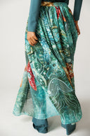 SEA SIREN STRIPE SWIM SKIRT -AQUA