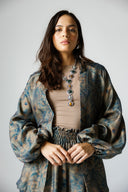 WARM PATCHWORK CARDIGAN -Emerald Green