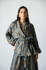 WARM PATCHWORK CARDIGAN -Emerald Green
