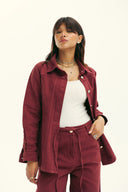 FITTED GABARDINE SHIRT -MAROON