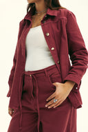 FITTED GABARDINE SHIRT -MAROON