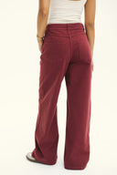 STRAIGHT LEG GABARDINE PANTS -MAROON