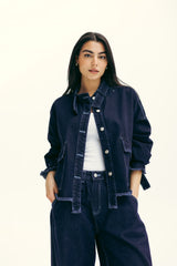 OVERSIZED DENIM JACKET -BLUE BLACK
