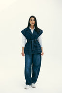 WITH BELT DENIM VEST