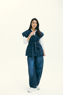 WITH BELT DENIM VEST