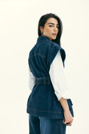 WITH BELT DENIM VEST