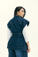WITH BELT DENIM VEST