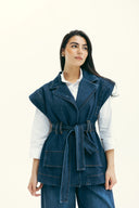 WITH BELT DENIM VEST
