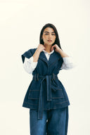 WITH BELT DENIM VEST