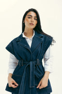 WITH BELT DENIM VEST