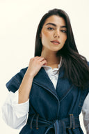 WITH BELT DENIM VEST