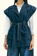 WITH BELT DENIM VEST