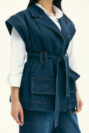 WITH BELT DENIM VEST