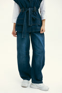 WITH BELT DENIM VEST