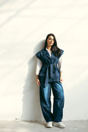 WITH BELT DENIM VEST
