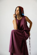Minimal Tie-Detail Dress - MAROON