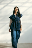 WITH BELT DENIM VEST