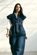 WITH BELT DENIM VEST
