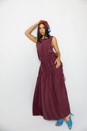 Minimal Tie-Detail Dress - MAROON