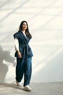 WITH BELT DENIM VEST