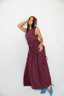 Minimal Tie-Detail Dress - MAROON