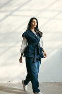 WITH BELT DENIM VEST