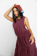 Minimal Tie-Detail Dress - MAROON