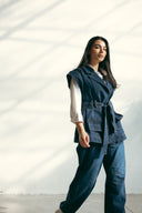 WITH BELT DENIM VEST