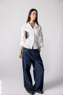 LATTICE SIDE SHIRT -WHITE