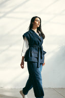 WITH BELT DENIM VEST