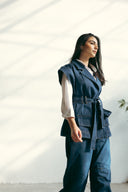 WITH BELT DENIM VEST