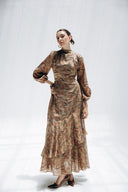 VINTAGE RUFFLE DRESS -CAFE