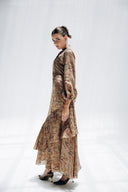 VINTAGE RUFFLE DRESS -CAFE