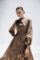 VINTAGE RUFFLE DRESS -CAFE