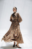 VINTAGE RUFFLE DRESS -CAFE