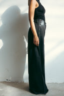 WASHED WIDE LEG DENIM PANT -DARK GRAY