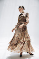 VINTAGE RUFFLE DRESS -CAFE