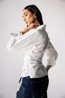 LATTICE SIDE SHIRT -WHITE