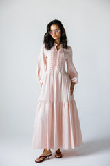 LACE-TRIM DRESS-PINK