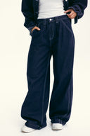 Stripped Wide Denim Pants