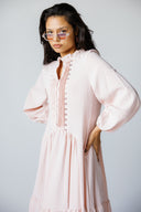 LACE-TRIM DRESS-PINK
