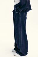 Stripped Wide Denim Pants