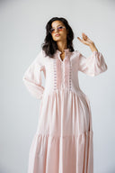 LACE-TRIM DRESS-PINK