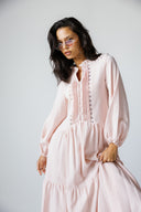 LACE-TRIM DRESS-PINK
