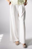 WIDE PLEATED PANTS -OFF WHITE