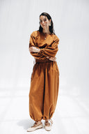 SMOCKED WAIST PALAZZO PANTS -HAVAN