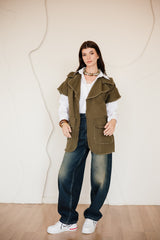 SLEEVELESS GABARDINE JACKET