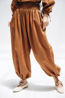 SMOCKED WAIST PALAZZO PANTS -HAVAN