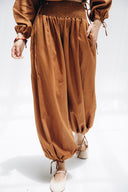 SMOCKED WAIST PALAZZO PANTS -HAVAN
